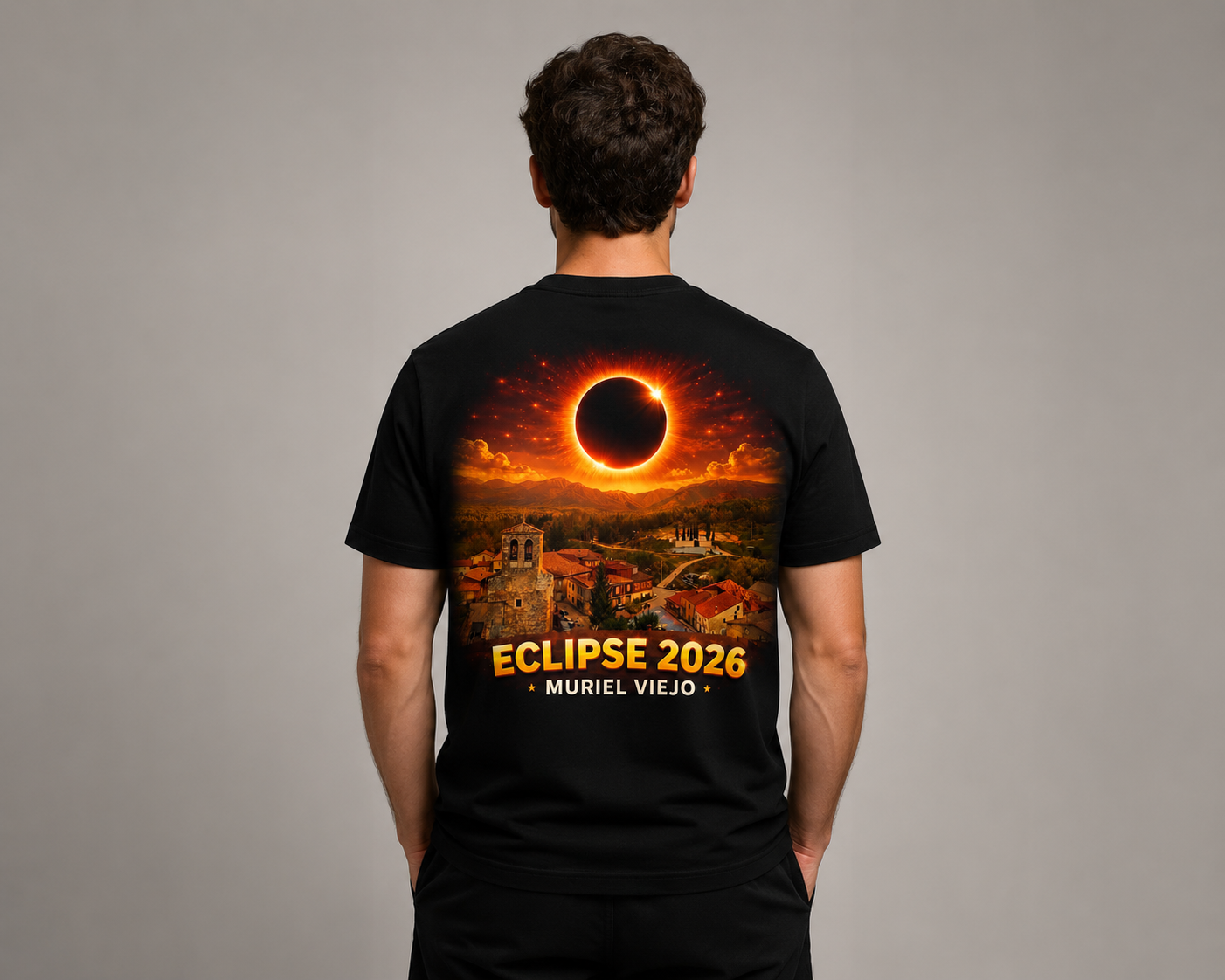 Camiseta oficial del Eclipse Total 2026 en Muriel Viejo